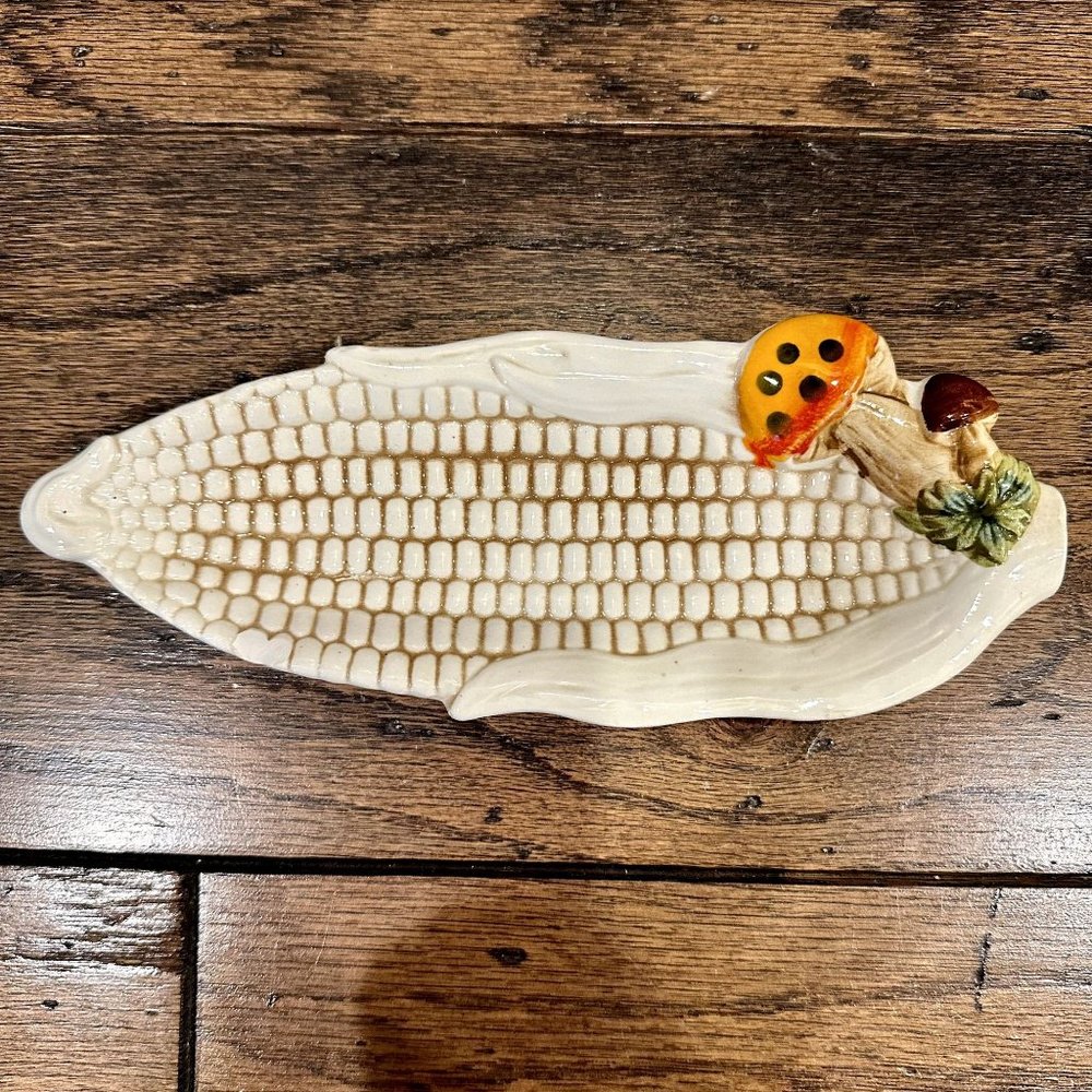 Rare Vintage 70's 80's Merry Mushroom by Sears Roebuck Corn on Cob Plate READ
